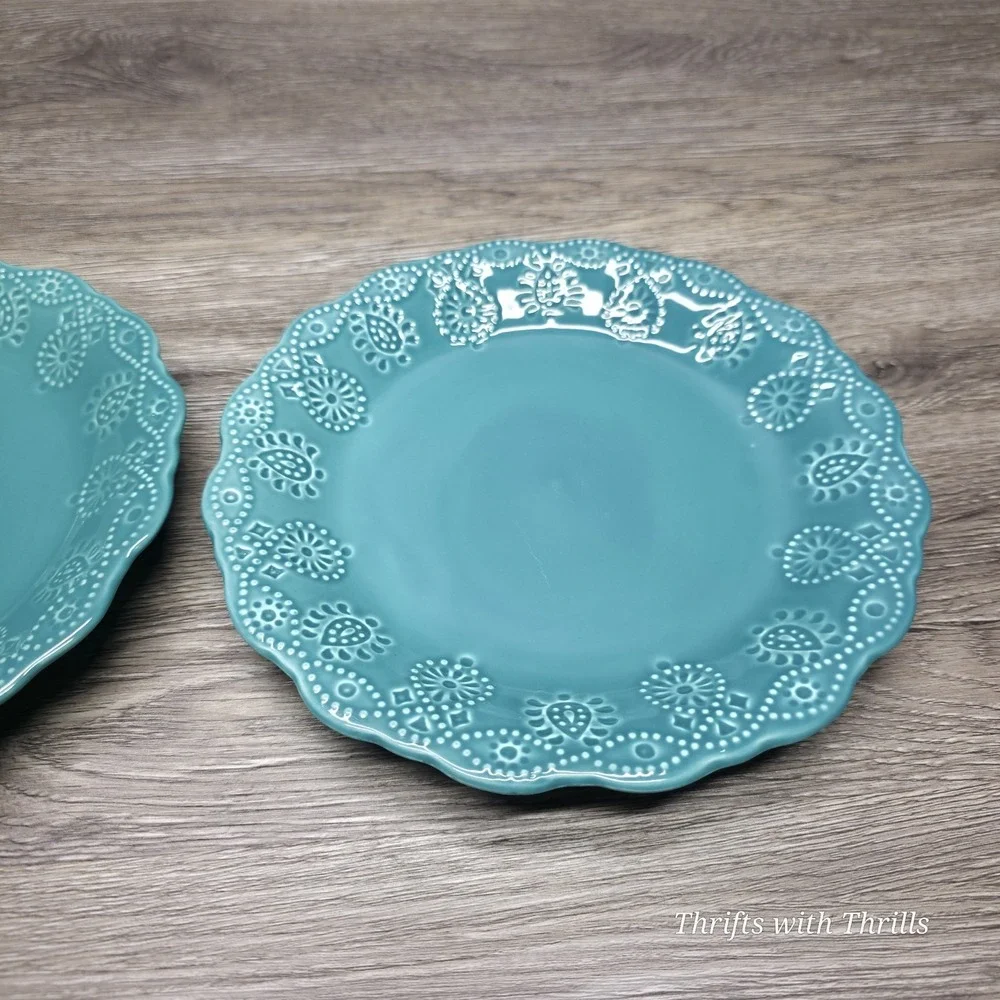 Pioneer‎ Woman Lace Cowgirl Stoneware - Teal - Two Replacement 8.5